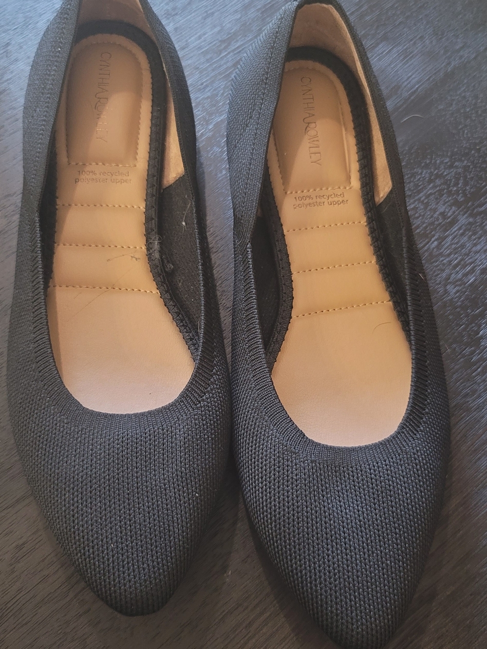 New Cynthia Rowley Black Knit Pointed-Toe Flats